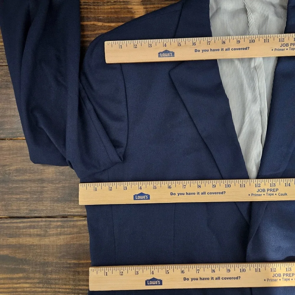 Stafford Essentials Men's Sport Coat Blazer Two Button Navy Polyester Blend 46L